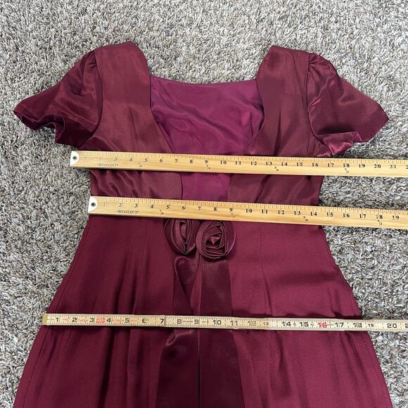 Vintage Formal Dress Small Med Burgundy Maroon Regency Bridgerton Coquette Prom - Picture 13 of 16